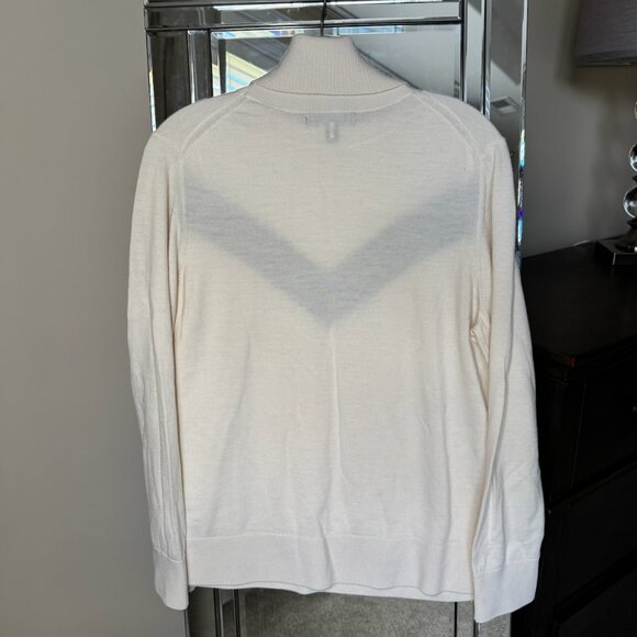 Banana Republic 100% merino wool turtleneck off-white chevron stripe sweater XL - Picture 4 of 6